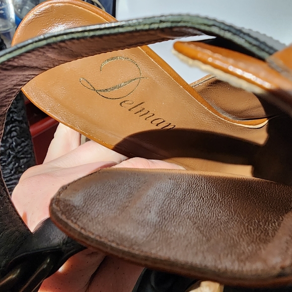 DELMAN Cognac Brown Glove Leather Shoe Bootie w/Open Toe & Heel Blk Ankl… - Picture 7 of 8